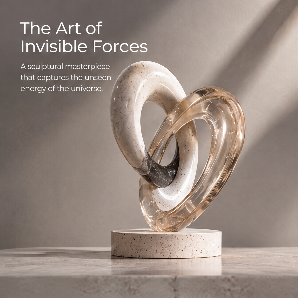 Side view of HOMZURE interlocking loop sculpture showing its layered curved profile