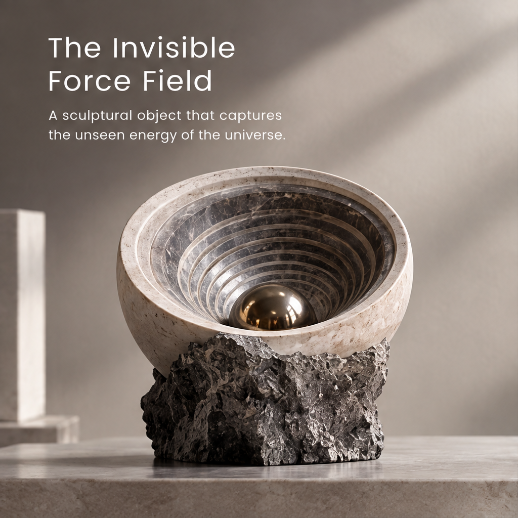 HOMZURE sculptural bowl styled on a dark console beside books and a black bowl