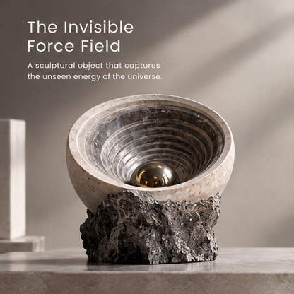 HOMZURE sculptural bowl styled on a dark console beside books and a black bowl