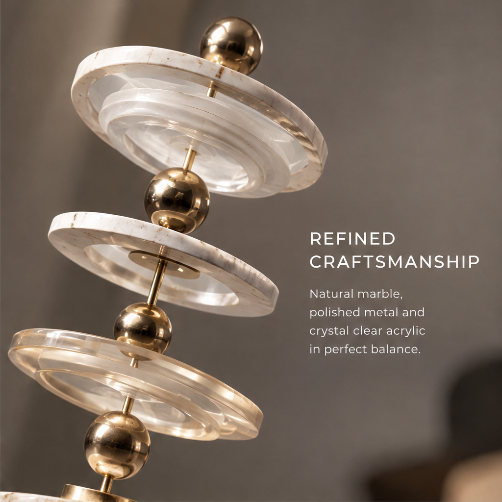 HOMZURE stacked disc and sphere sculpture displayed beside books on a tabletop
