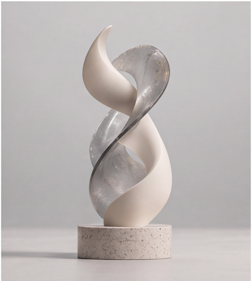 HOMZURE intertwined decorative sculpture styled on a console beside books and a vase
