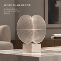 HOMZURE overlapping circle sculpture styled as a living room tabletop centerpiece