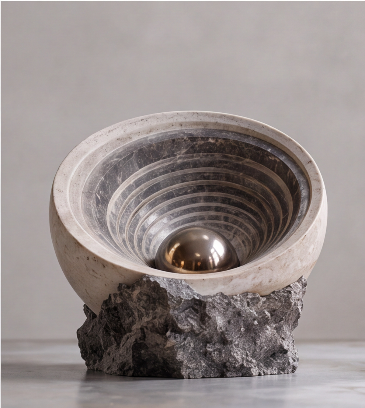 HOMZURE decorative bowl shown with the message Timeless Presence and its rounded ringed interior